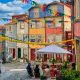 Porto Street during Festivals with bunting and people